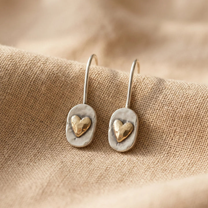 Vintage Heart-Shaped Earrings in Silver and Gold