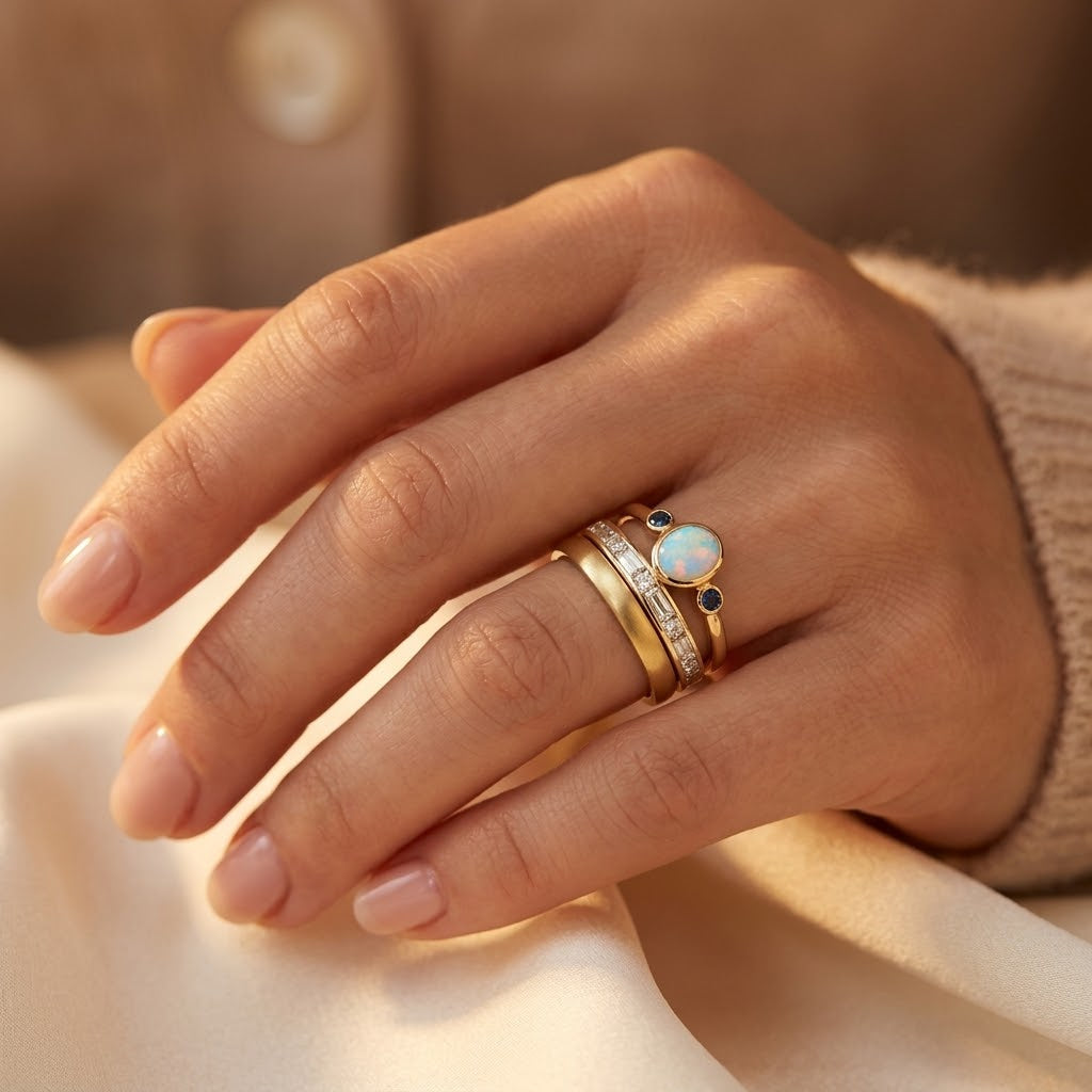 Gold Stacked Bezel Ring Collection