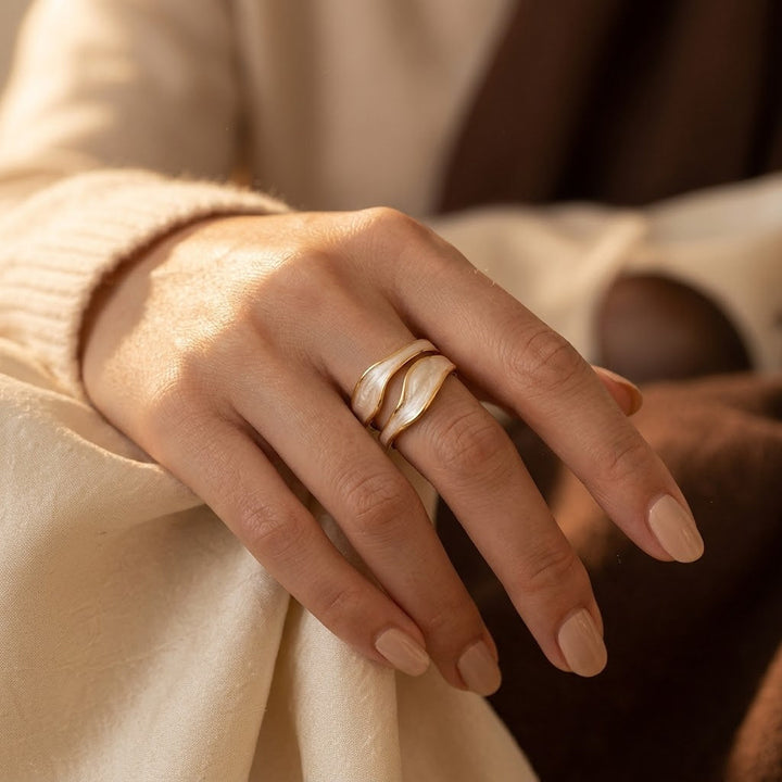 Elegant Silver and Gold Artistic Cuff Ring
