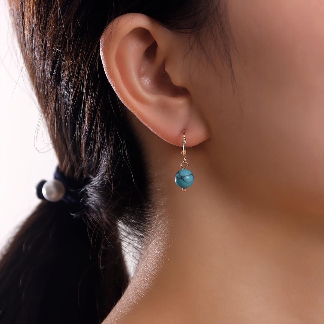 Vintage Turquoise and Gold Dangle Earrings