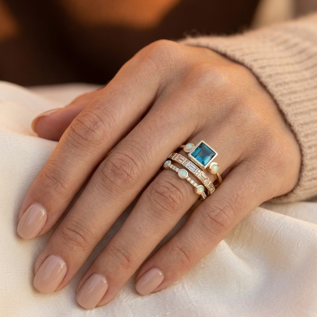 Layered Gold Geometric Ring Collection