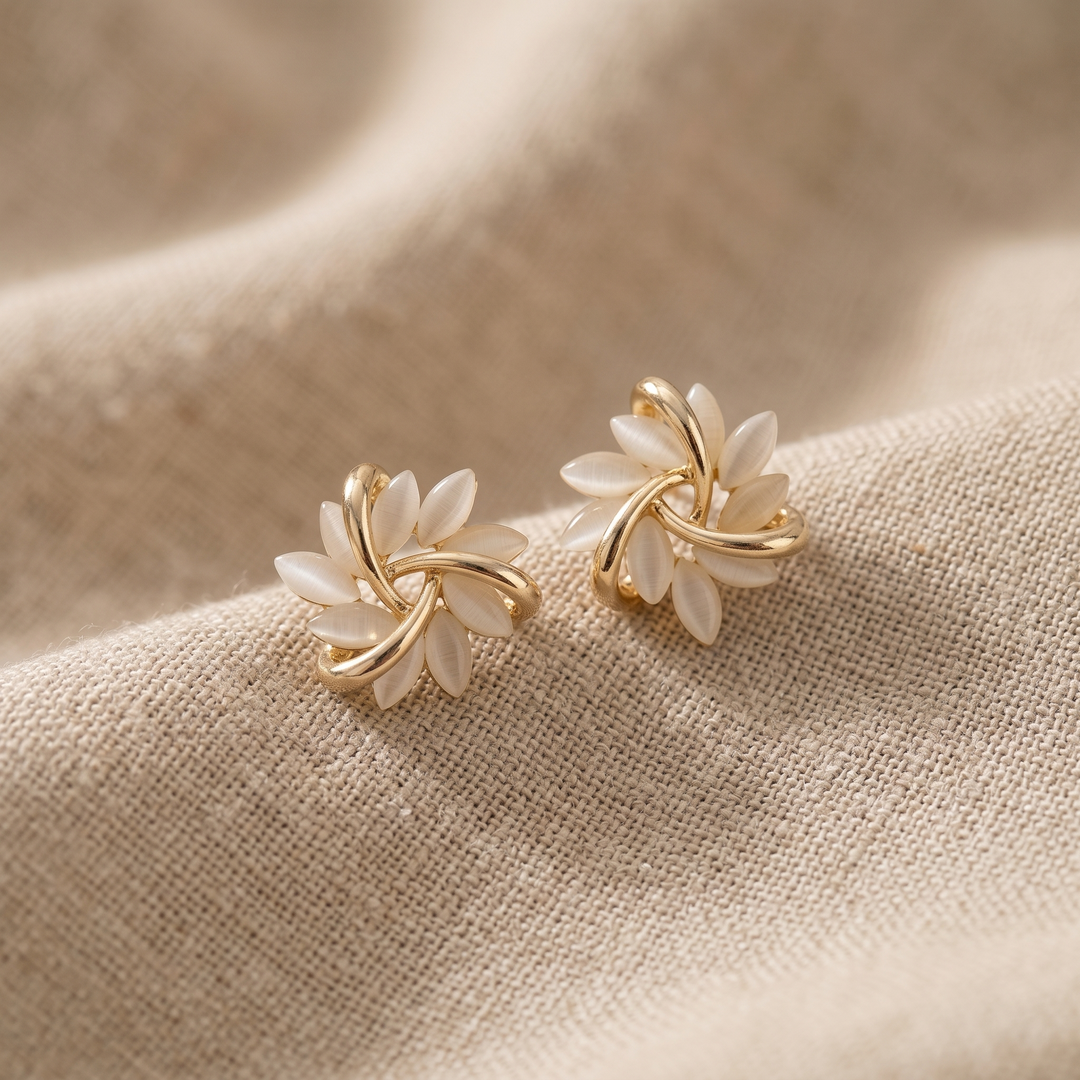 Sonja Graceful White Opal Earrings