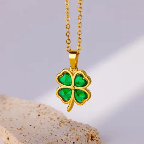 Emerald Clover Golden Necklace
