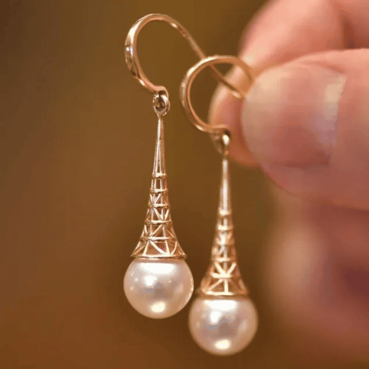 Vintage Gold Pearl Drop Earrings