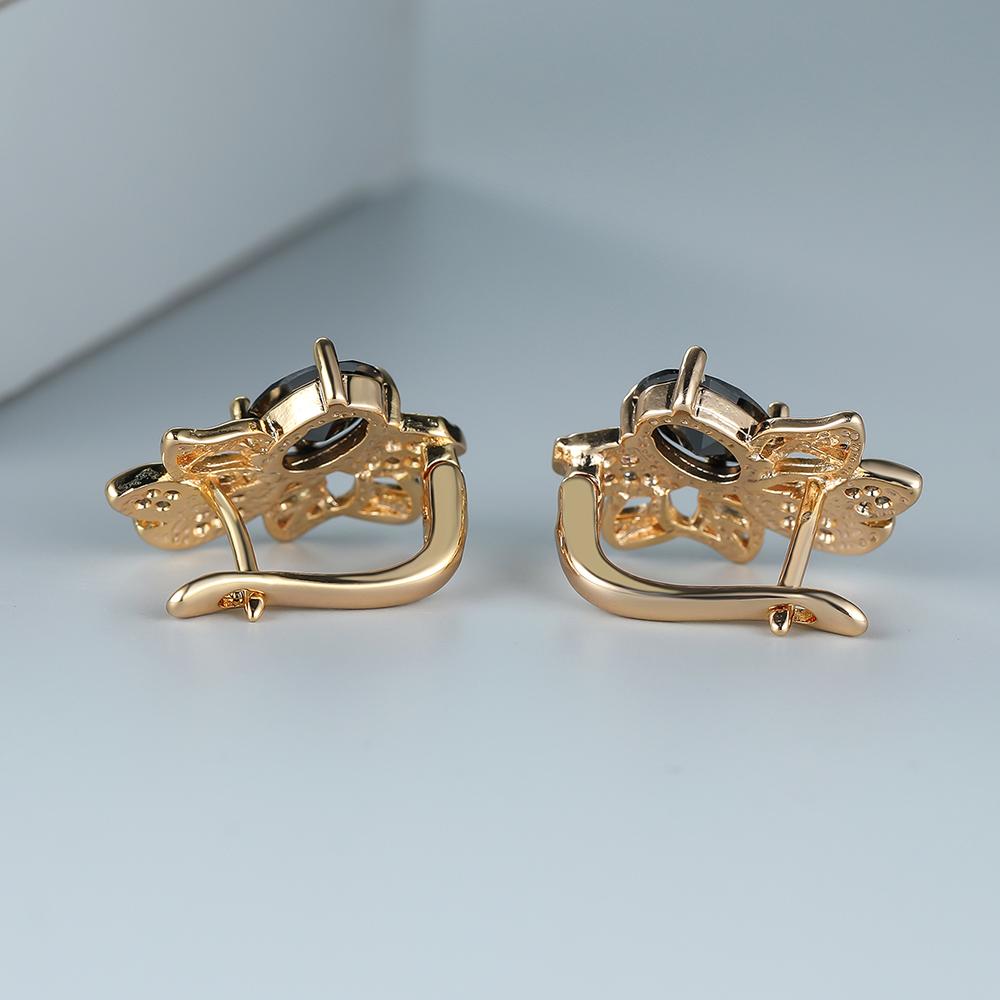 Leaf Earrings with Oval Cut Gemstones