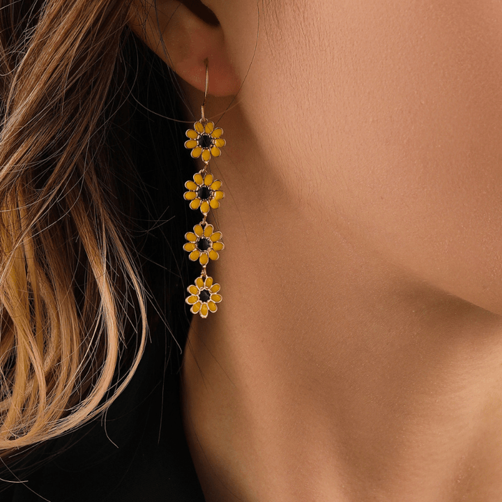Timeless Elongated Sunflower Earrings