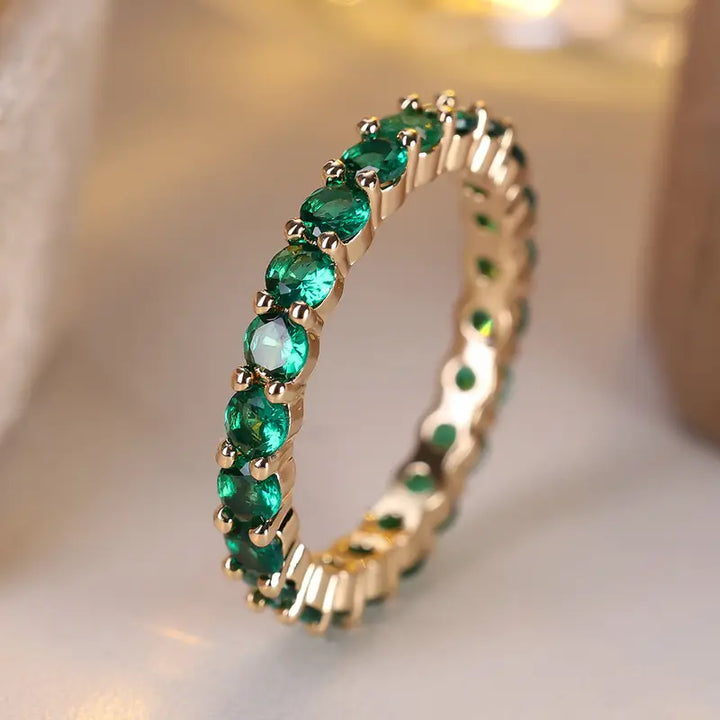 Emerald Gold Infinity Ring