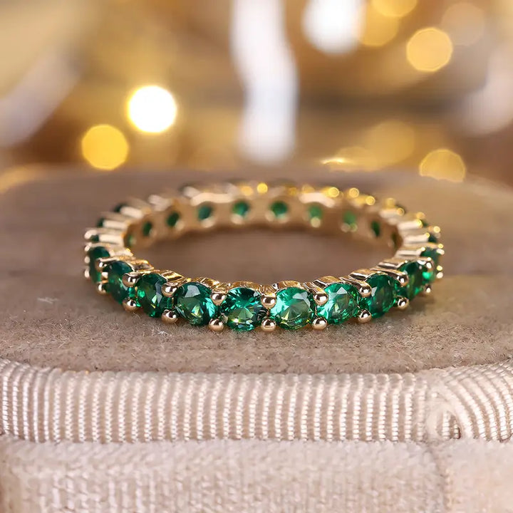 Emerald Gold Eternity Band