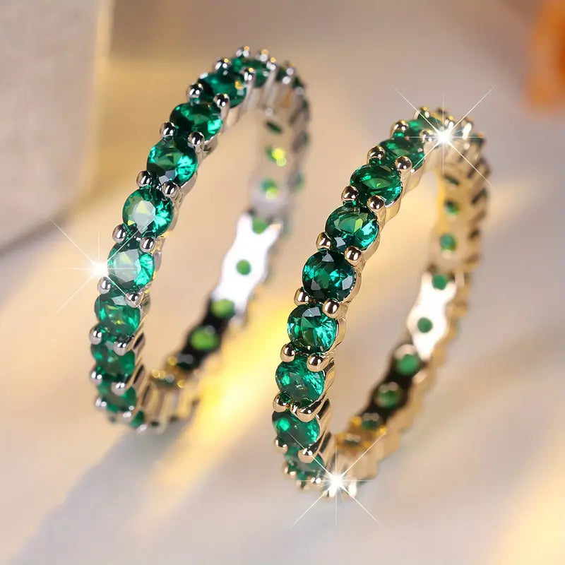 Emerald and Gold Infinity Band