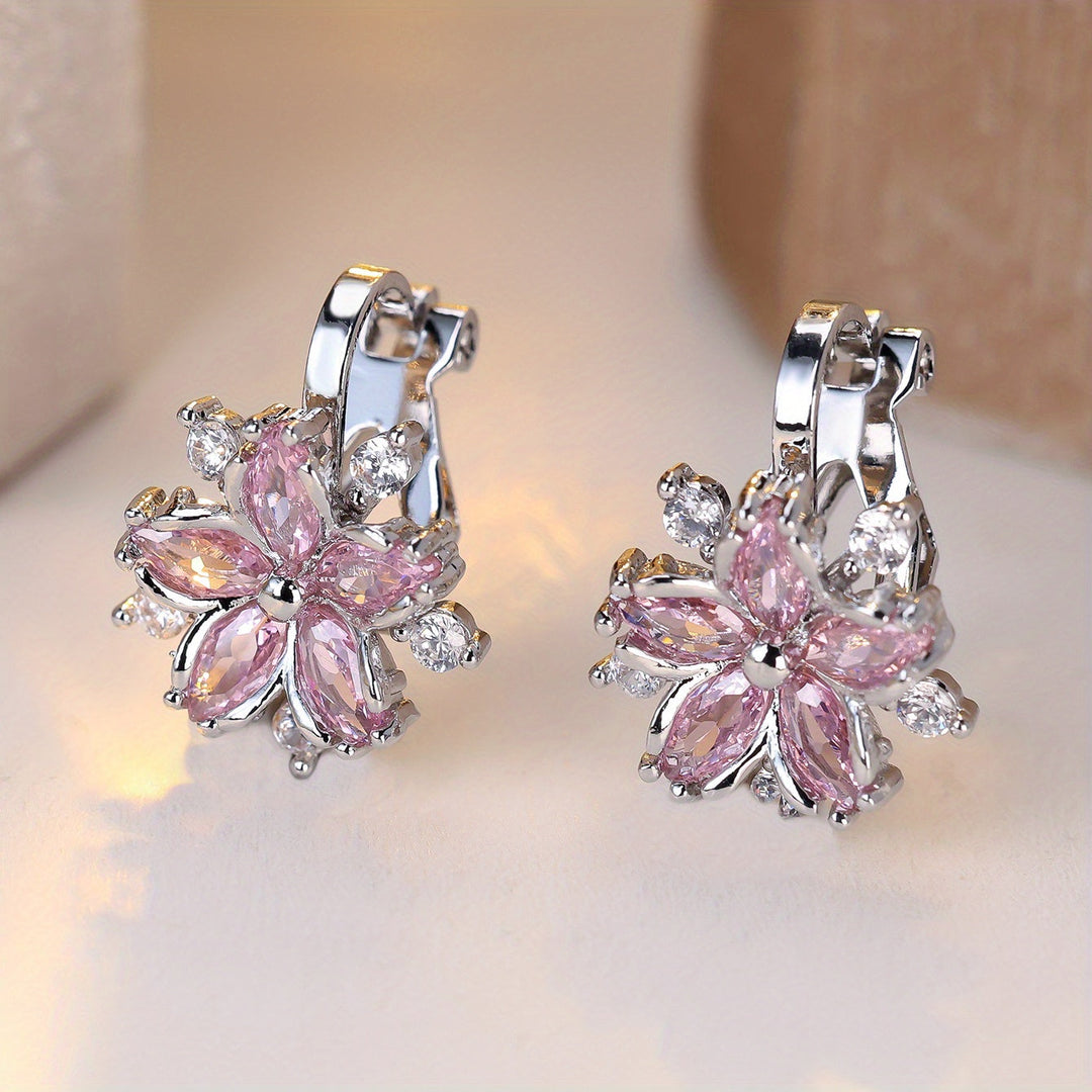 Elegant Floral Zirconia Earrings
