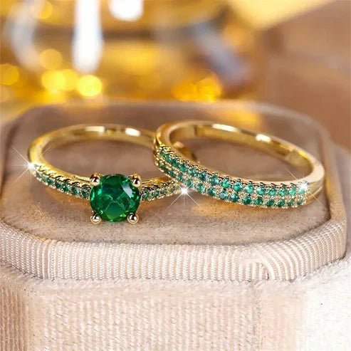 Serena Emerald Double Ring Collection