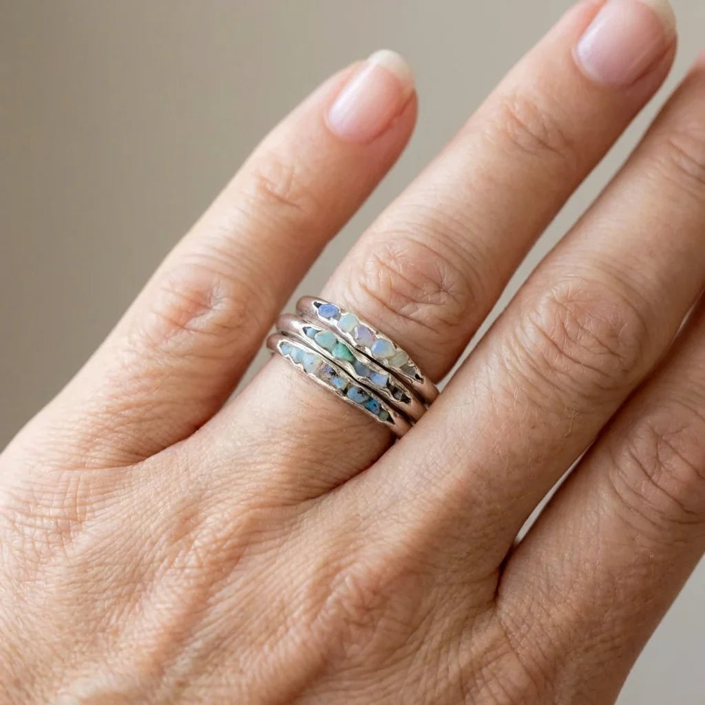 Premium Tiered Blue and Silver Ring