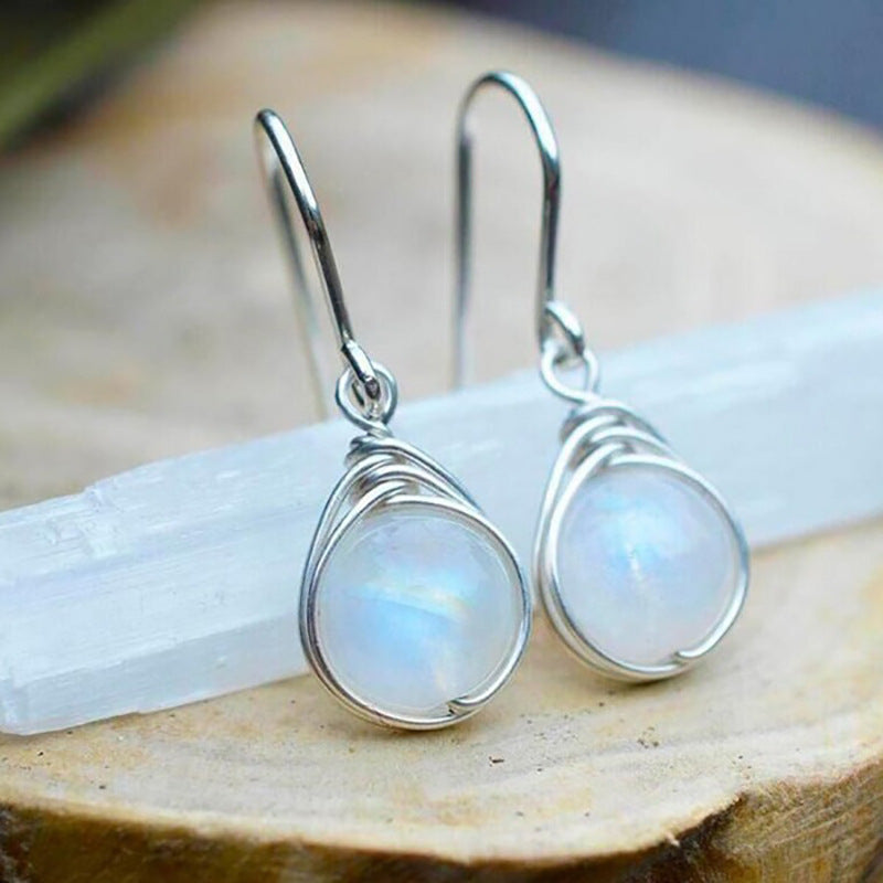 Celestial Gemstone Round Drop Earrings