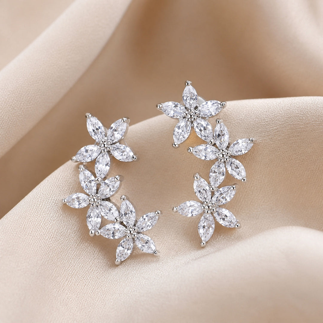Sparkling Floral Stud Earrings