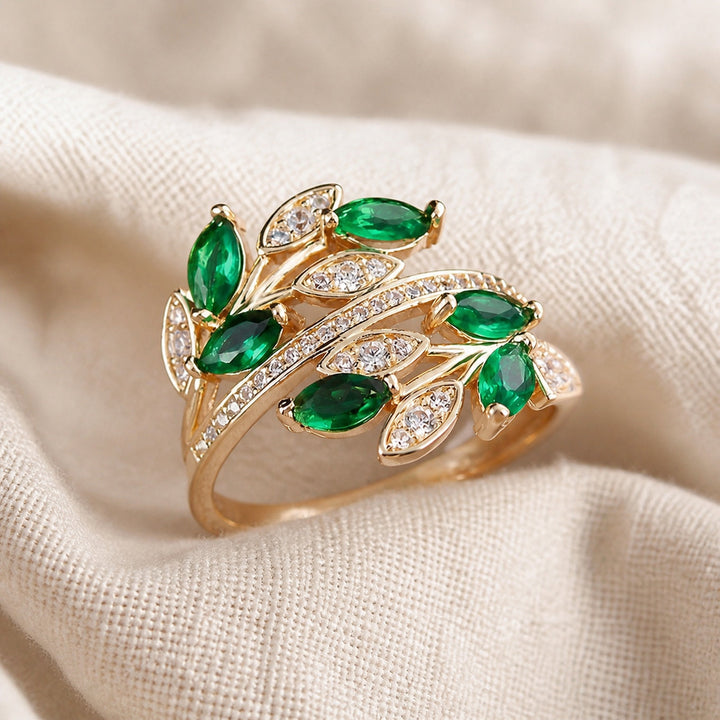Zirconia Ring with Olive Branch Design