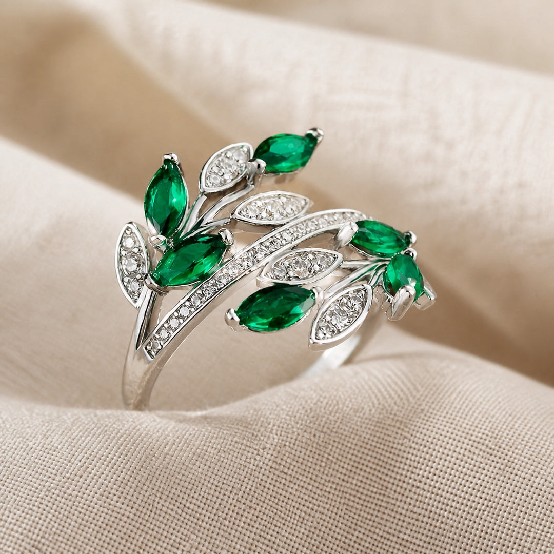 Zirconia Ring with Olive Branch Design