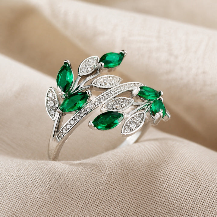 Zirconia Ring with Olive Branch Design