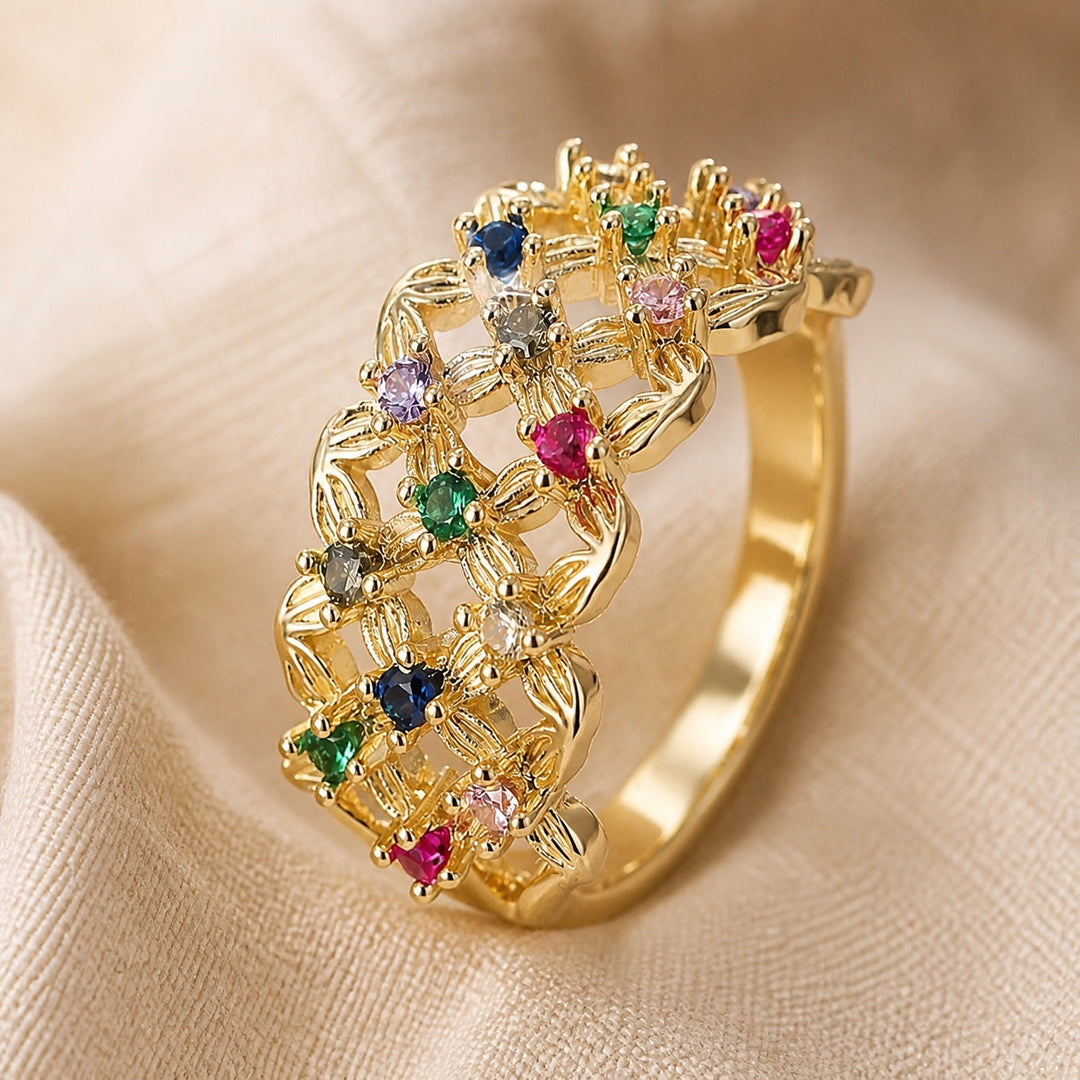 Vintage Floral Zirconia Ring