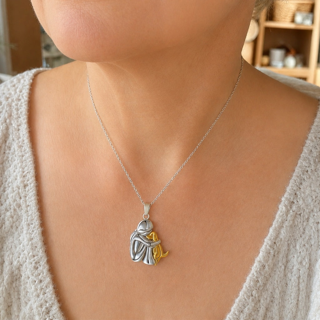Gold and Silver Dog Pendant Necklace