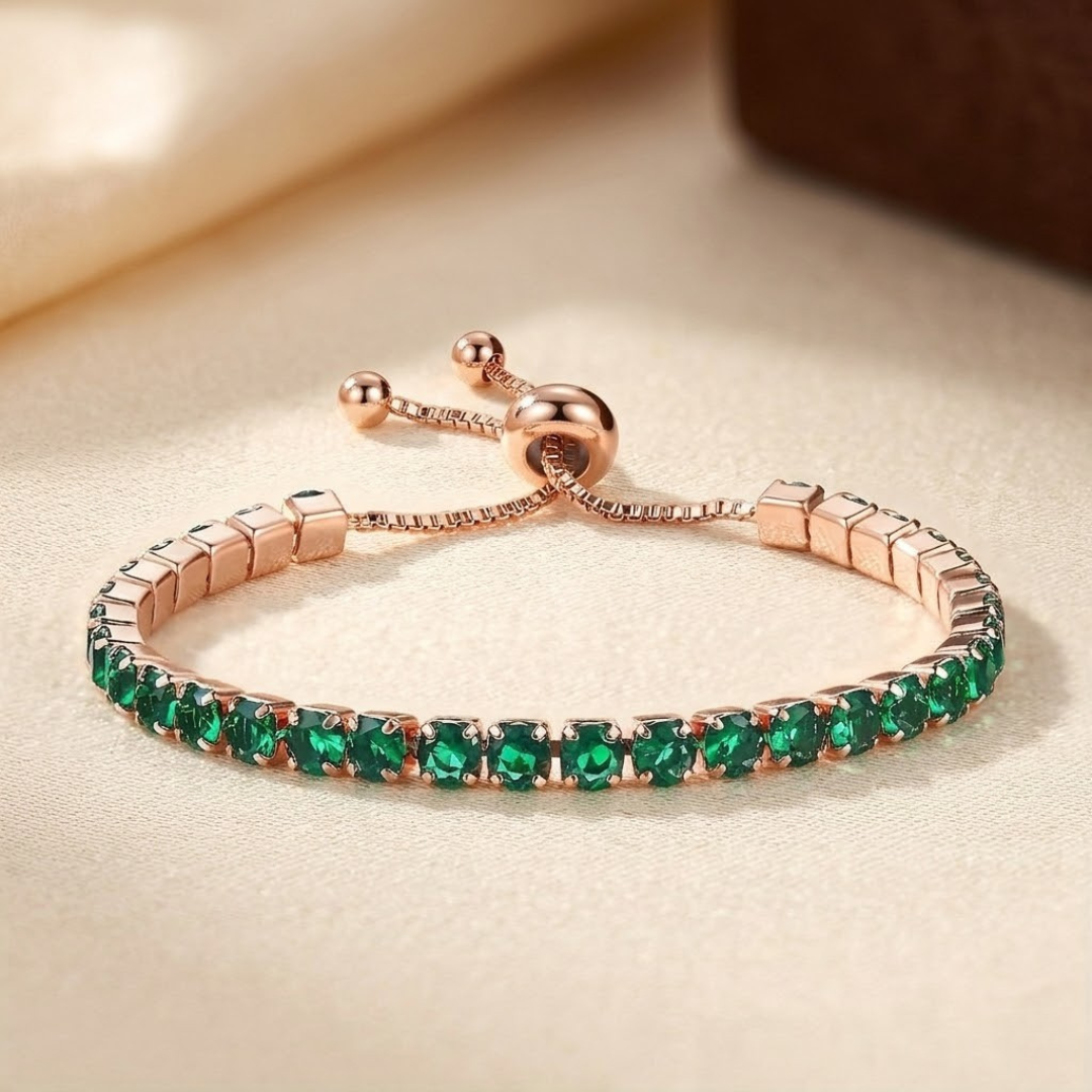 Emerald Gold Adjustable Tennis Bracelet