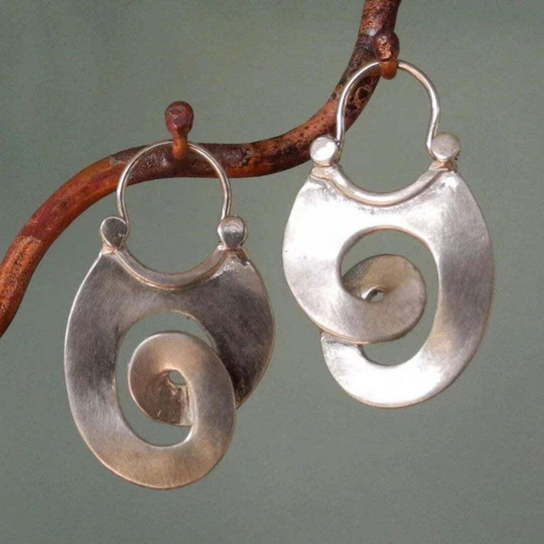 Retro Asymmetrical Silver Earrings