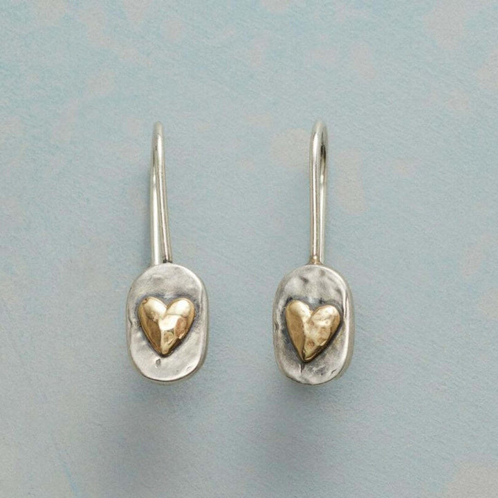 Vintage Gold Accented Heart-Shaped Earrings
