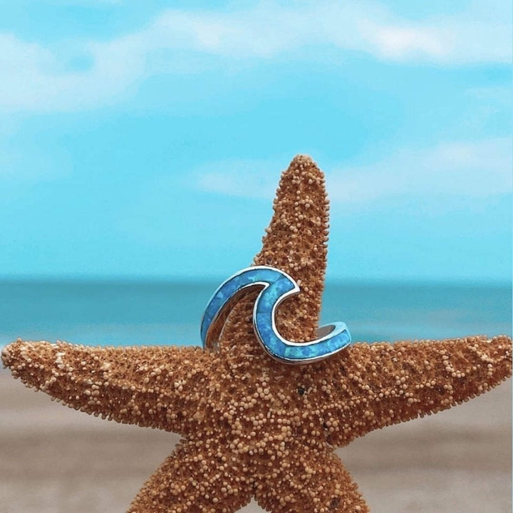 Opal and Sterling Silver Ocean Wave Ring