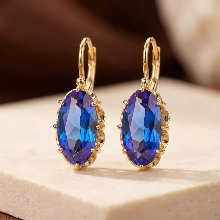 Sapphire and Gold Dangle Earrings