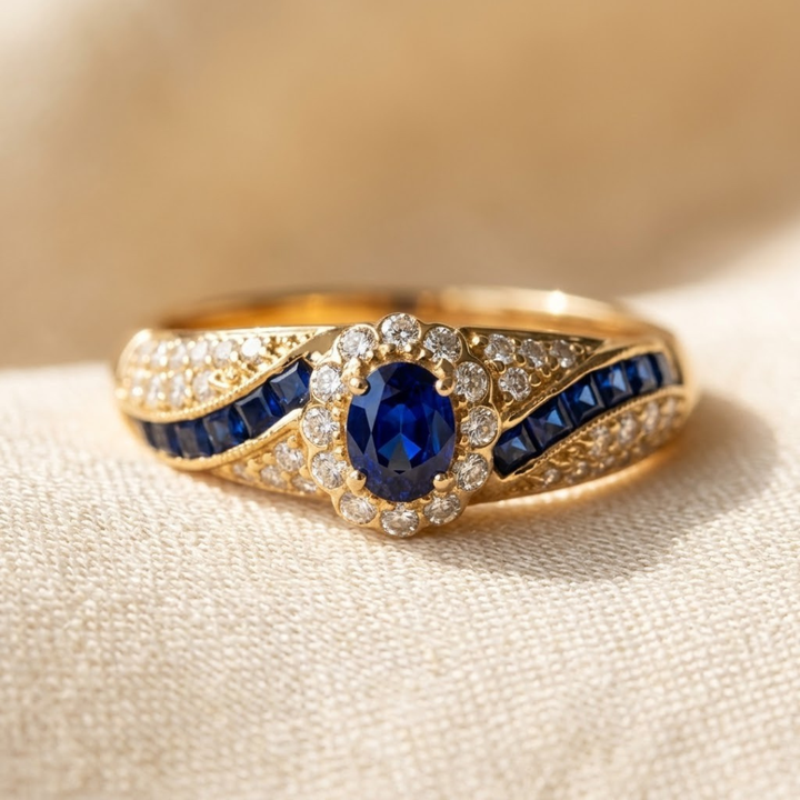 Sapphire and Gold Ring Band