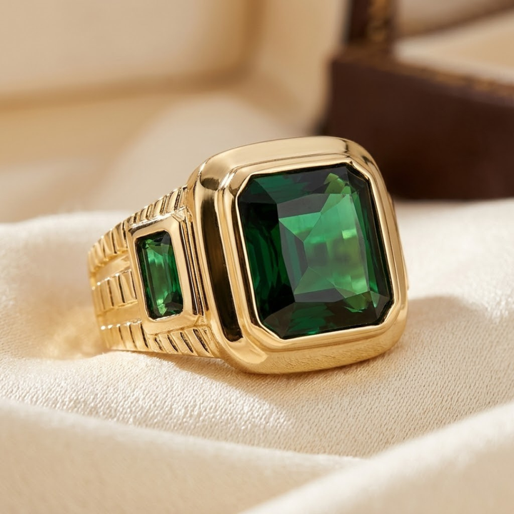 Emerald and Gold Seal Ring