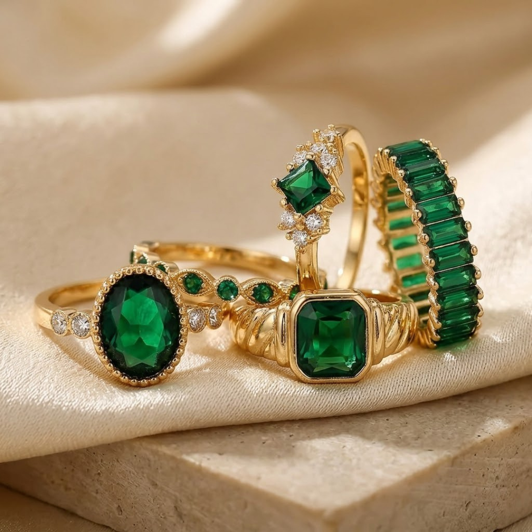 Emerald and Gold Ring Collection