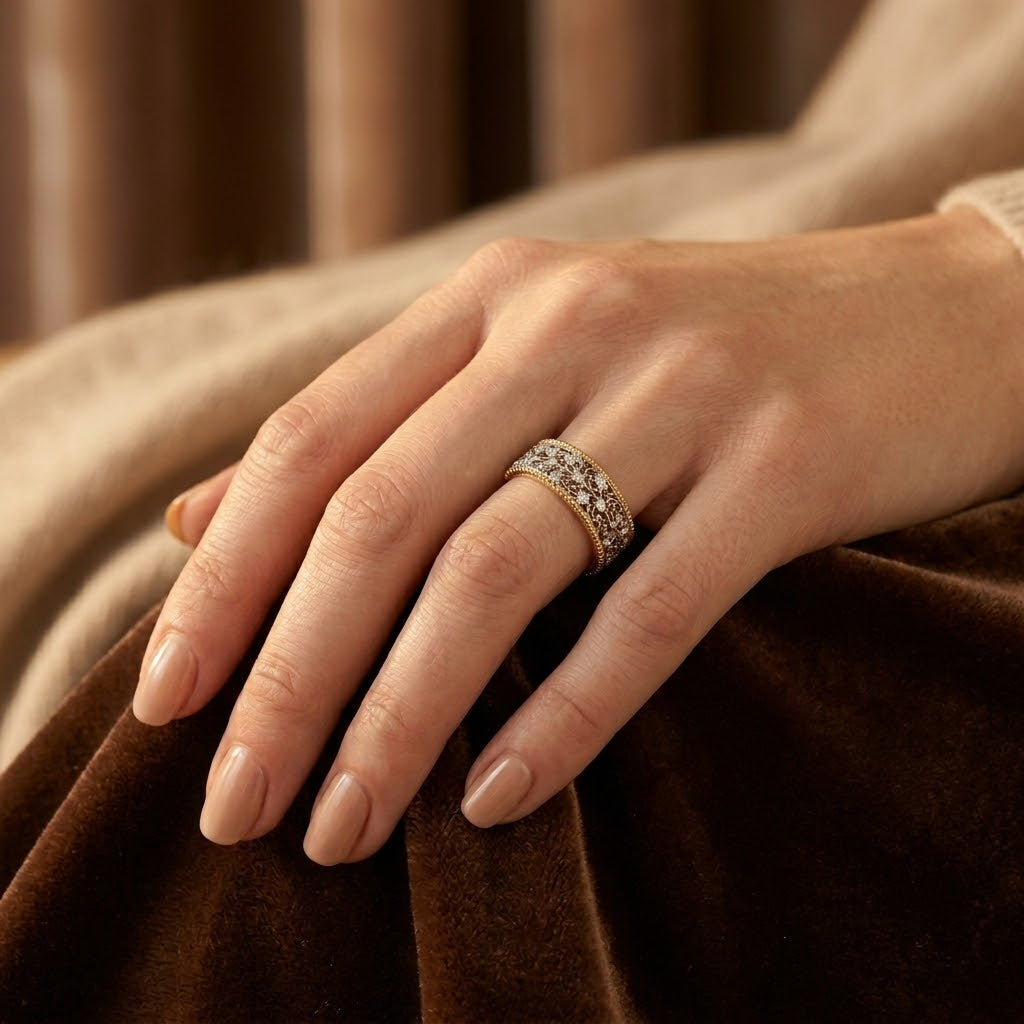 Decorative Silver and Gold Band Ring