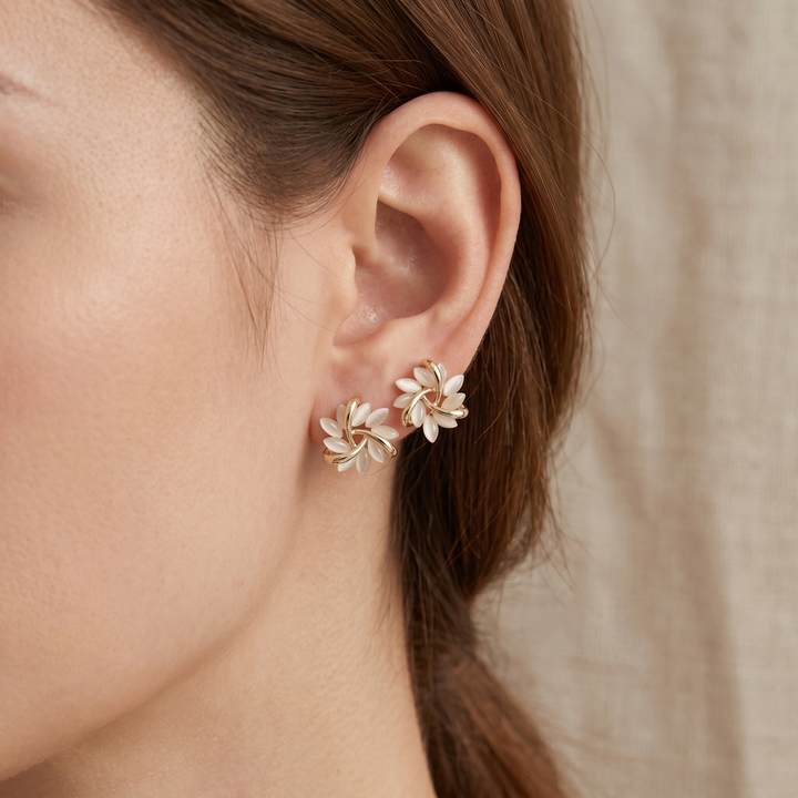 Sonja Graceful White Opal Earrings