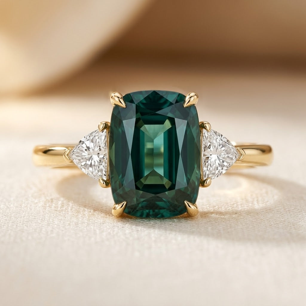Emerald Solitaire Ring in Gold