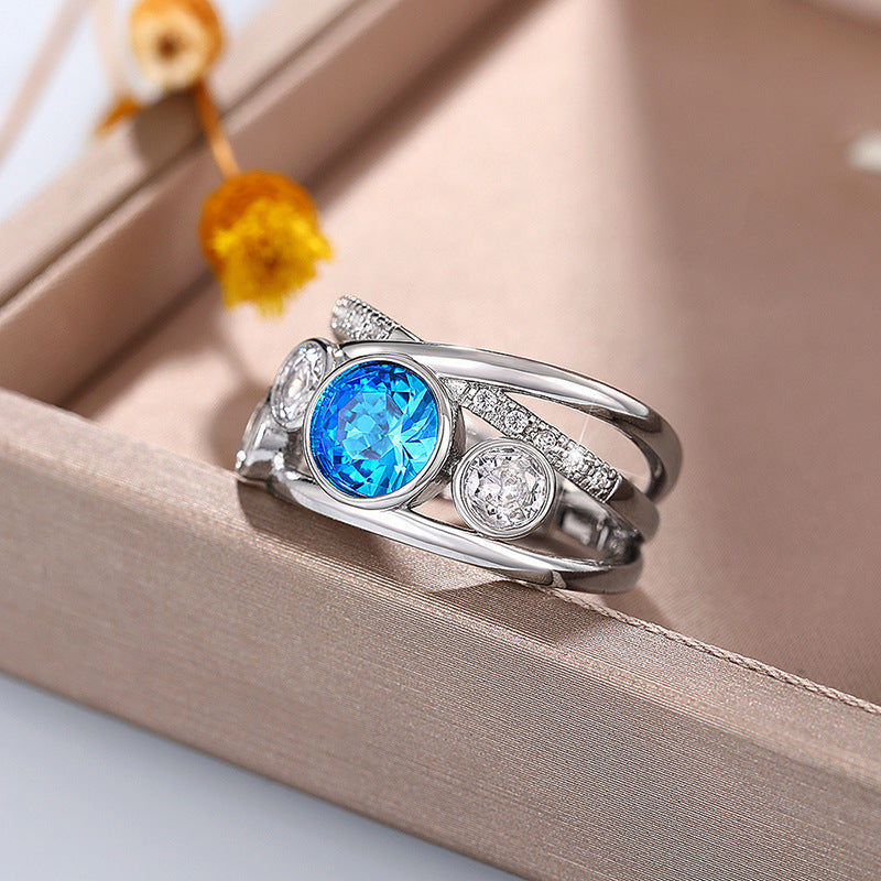 Azure Silver Gem Statement Ring