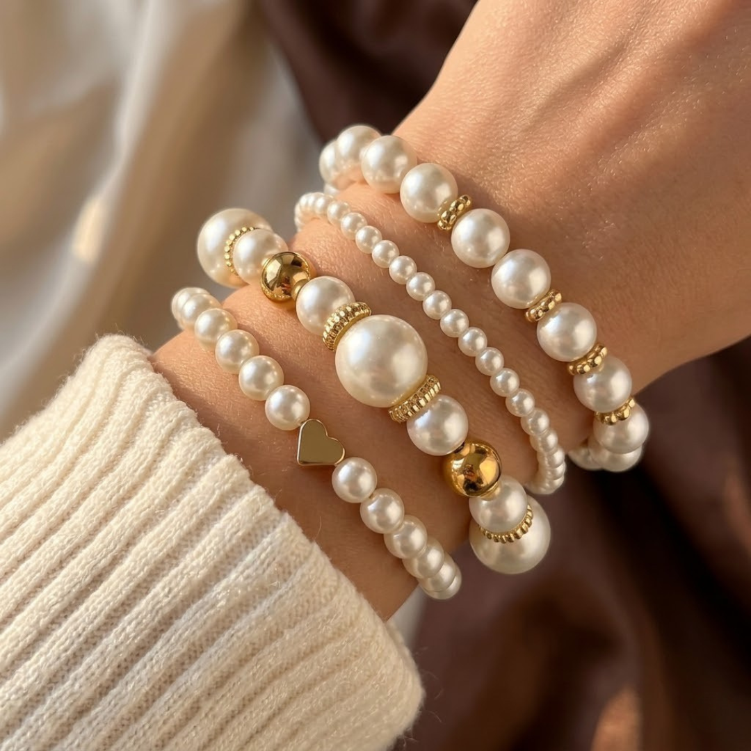 Golden Pearl Bead Bracelet Collection