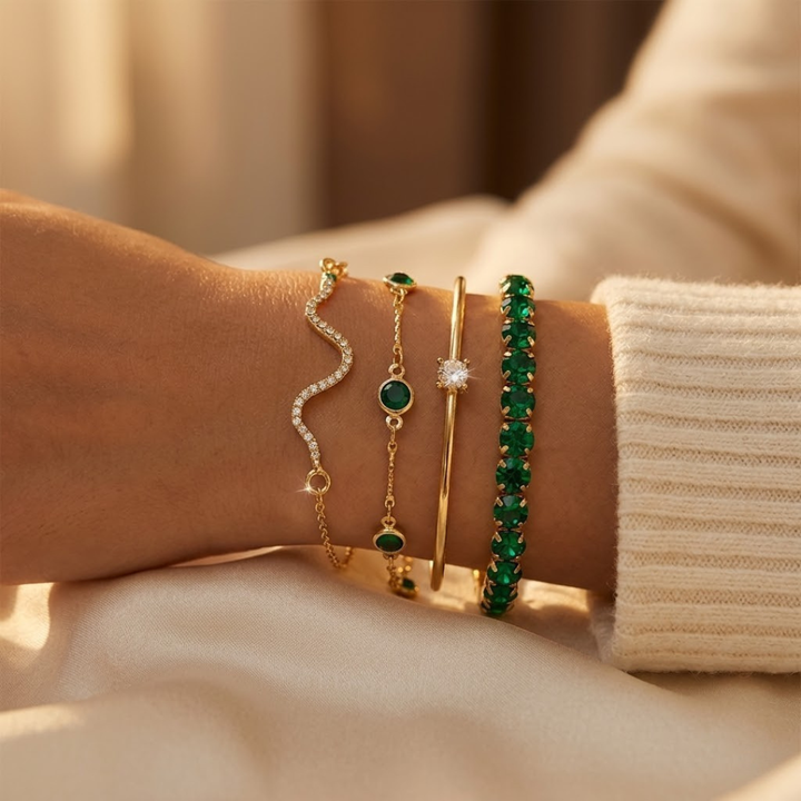 Emerald and Gold Bangle Collection