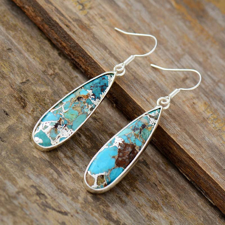 Chic Teardrop Earrings Crafted from Turquoise Jasper