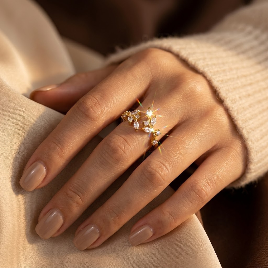 Adjustable Gold Leaf Ring