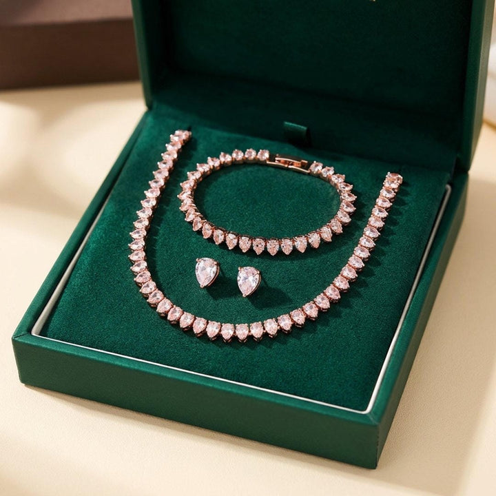 Gorgeous Round Cut Cubic Zirconia Bridal Set with Complete Accessories