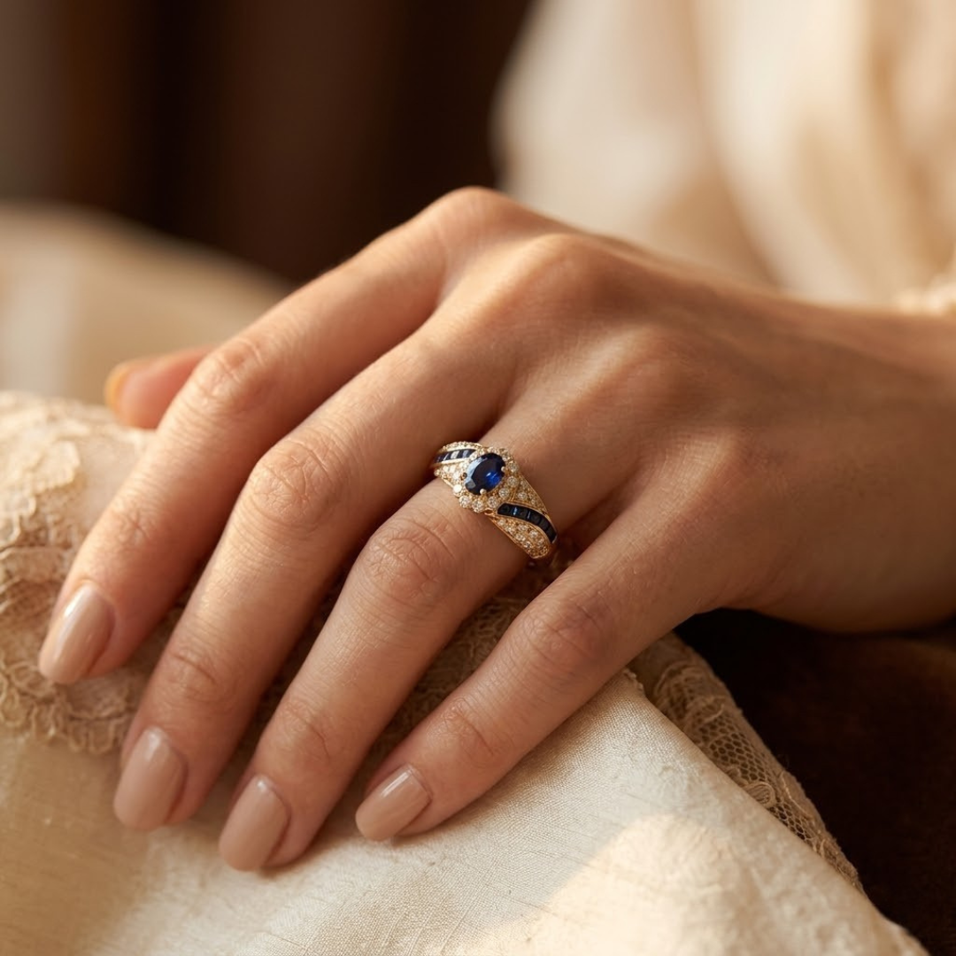 Sapphire and Gold Ring Band