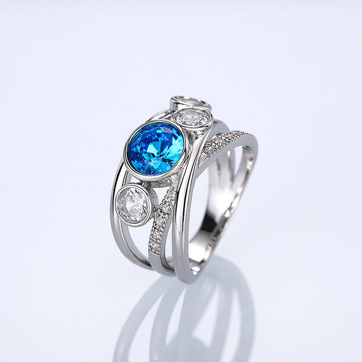 Azure Silver Gem Statement Ring