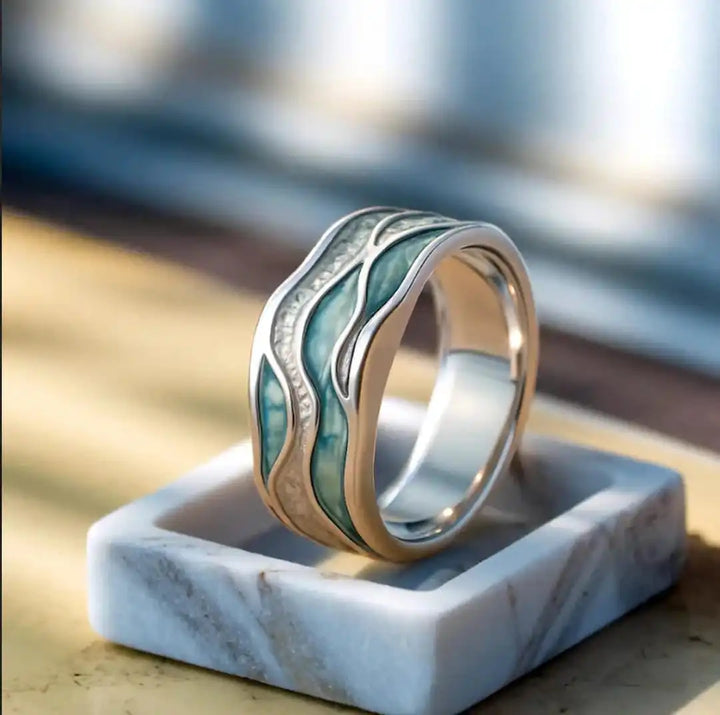 Turquoise Seasilver Wave Band