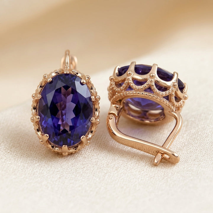 Golden Amethyst Tiara Earrings