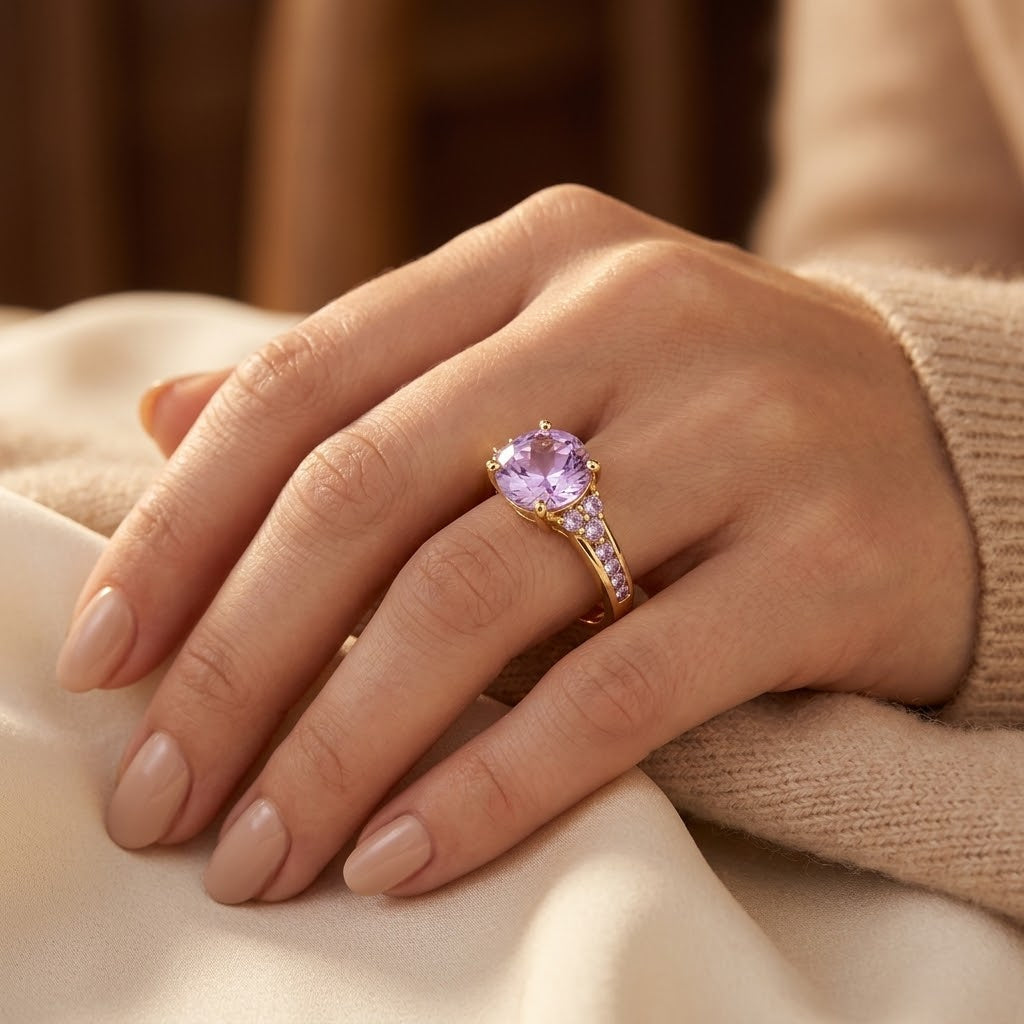 Gold Amethyst Cluster Ring