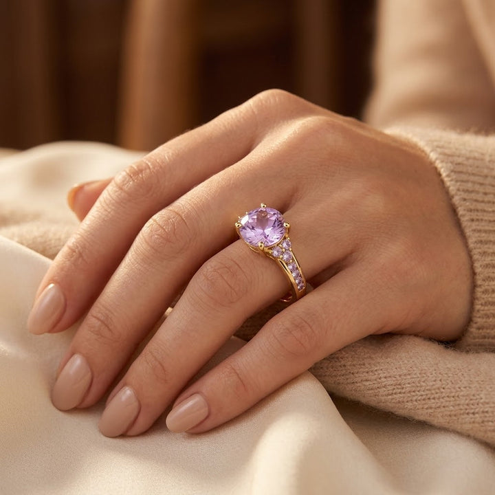 Gold Amethyst Cluster Ring