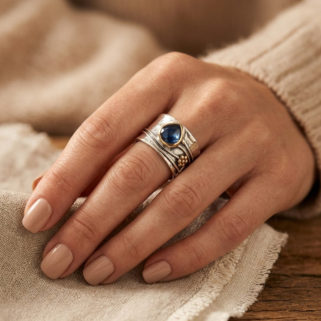 Gold and Silver Bezel Detail Ring