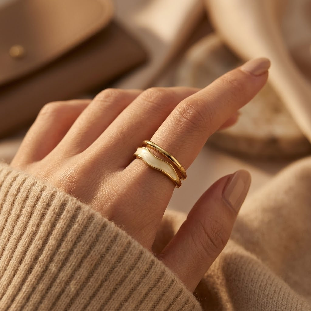 Elegant Gold Cuff Ring with Sculpted Design