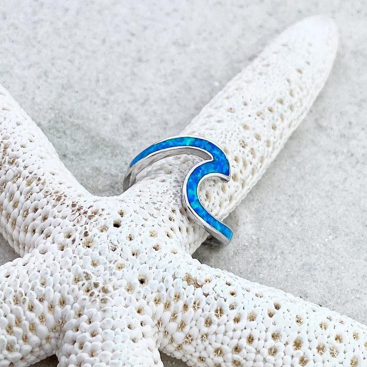 Opal and Sterling Silver Ocean Wave Ring