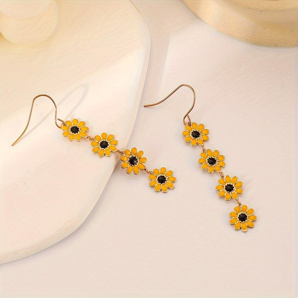 Timeless Elongated Sunflower Earrings